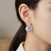 AMARA – Rhodium Polished Oxidised Silver Heart Earrings