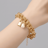 LOCKE – Gold Polished Double Chain Lock Bracelet