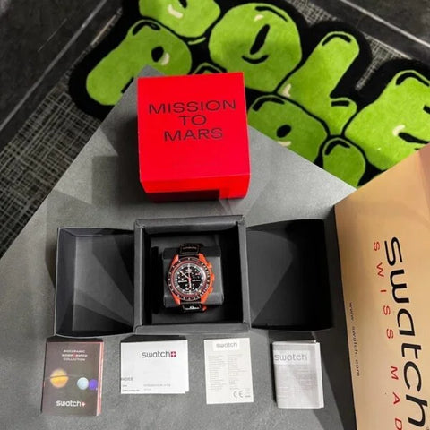 Swatch X Omega Bioceramic MoonSwatch Mission To The Moon Mars With Kit