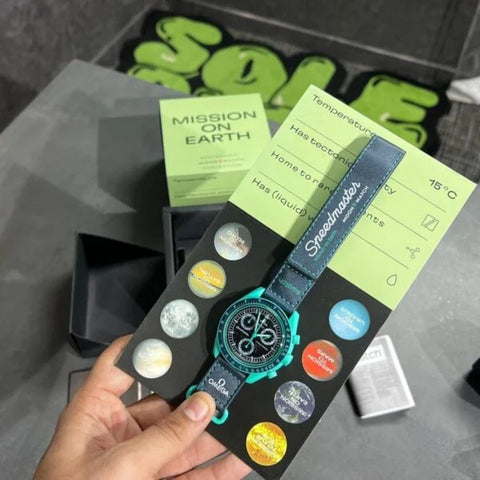 Swatch X Omega Bioceramic MoonSwatch Mission To The Moon Earth Blue With Kit