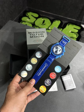 Omega x Swatch Bioceramic MoonSwatch – Mission to Moon (Blue / Maroon) Full Kit