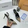 Burberry Archive Check Fabric D’Orsay Slingback Sandal Heels with OG Box – A Edition