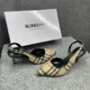 Burberry Archive Check Fabric D’Orsay Slingback Sandal Heels with OG Box – A Edition