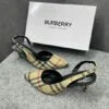 Burberry Archive Check Fabric D’Orsay Slingback Sandal Heels with OG Box – A Edition