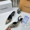 Burberry Archive Check Fabric D’Orsay Slingback Sandal Heels with OG Box – A Edition