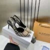 Burberry Archive Check Fabric D’Orsay Slingback Sandal Heels with OG Box – A Edition