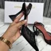 Amina Muaddi Camellia Crystal Embellished Lace Slingback Black Heels 3A141-9 with OG Box – A Edition