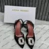 Amina Muaddi Camellia Crystal Embellished Lace Slingback Black Heels 3A141-9 with OG Box – A Edition
