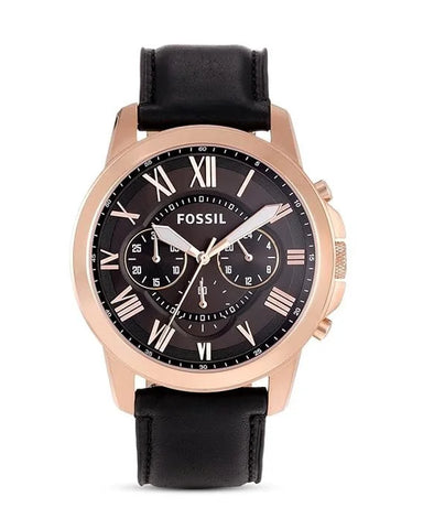 Fossil Grant Black Leather – Copper Dial Watch