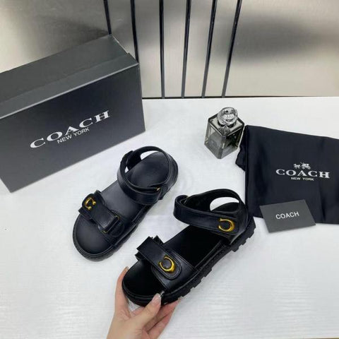 Coach Plain Black Sandals Flats for Women with Original Box &amp; Dustcover – A Edition