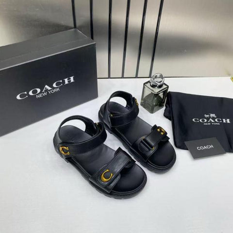 Coach Plain Black Sandals Flats for Women with Original Box &amp; Dustcover – A Edition