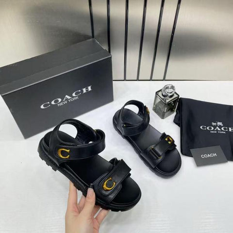 Coach Plain Black Sandals Flats for Women with Original Box &amp; Dustcover – A Edition