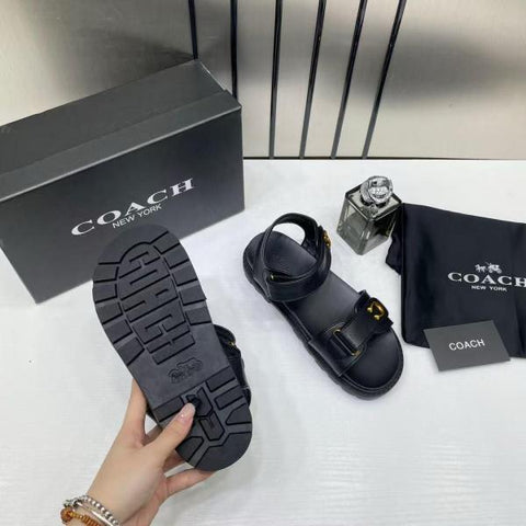Coach Plain Black Sandals Flats for Women with Original Box &amp; Dustcover – A Edition