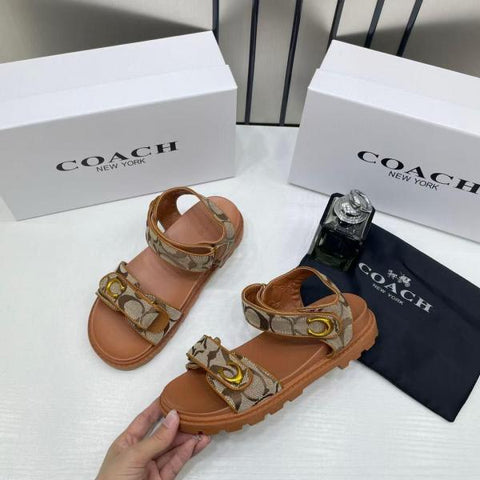 Coach Monogram Brown Sandals Flats for Women with Original Box &amp; Dustcover – A Edition