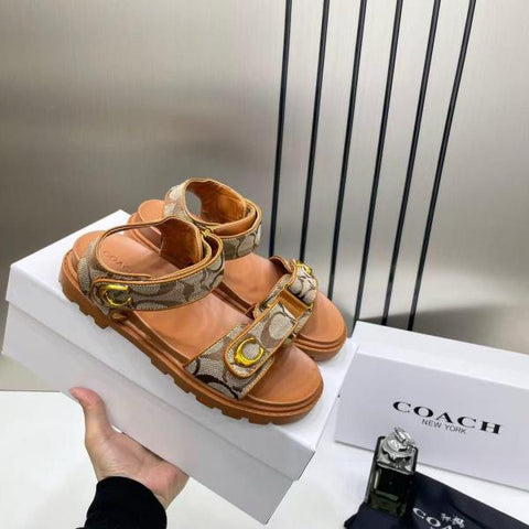 Coach Monogram Brown Sandals Flats for Women with Original Box &amp; Dustcover – A Edition