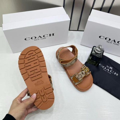 Coach Monogram Brown Sandals Flats for Women with Original Box &amp; Dustcover – A Edition