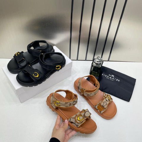 Coach Monogram Brown Sandals Flats for Women with Original Box &amp; Dustcover – A Edition