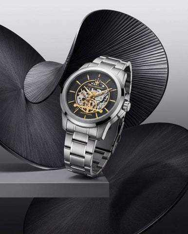 Maserati Successo Skeleton Automatic Silver White Gold Edition