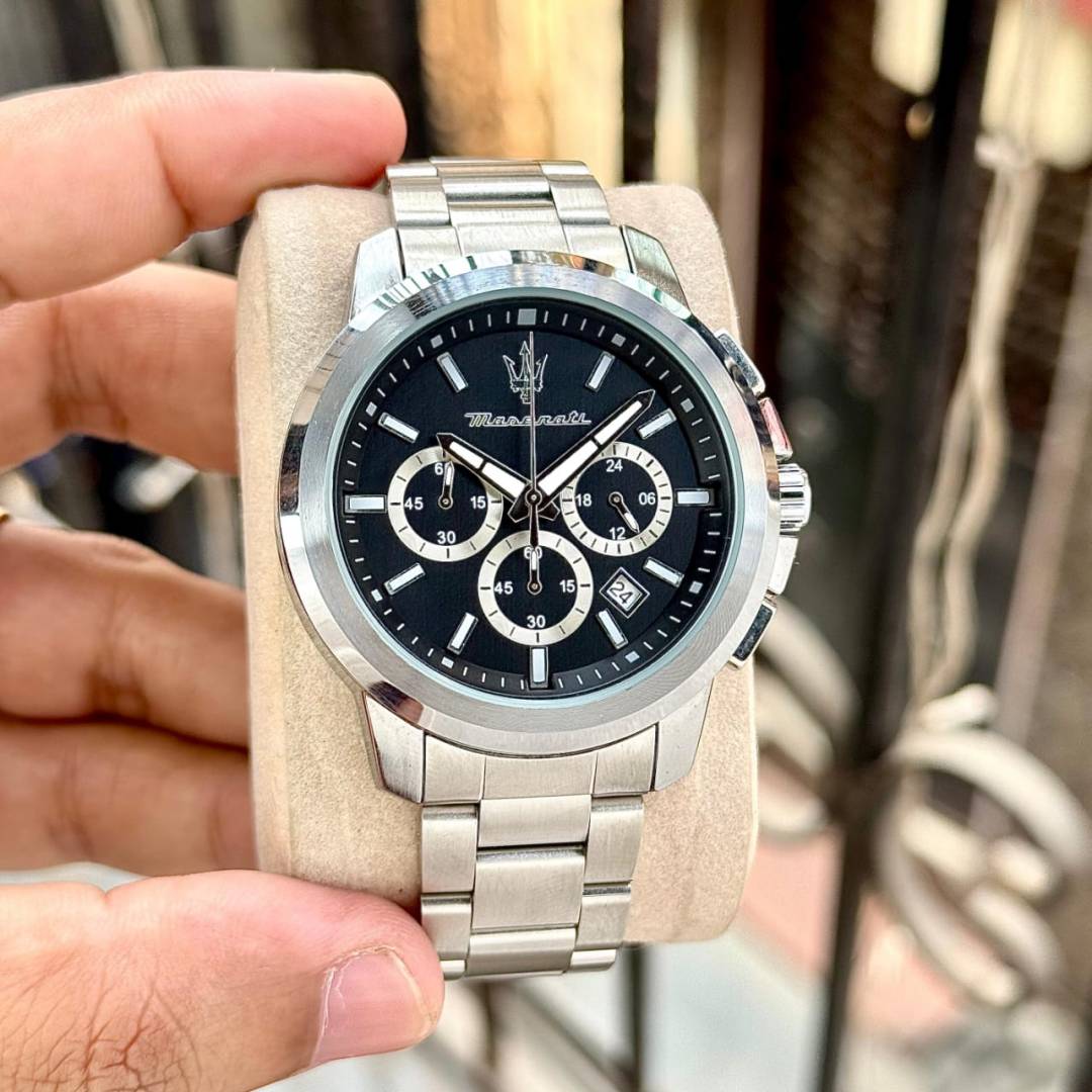 Maserati Potenza Silver-Black Watch – A Edition