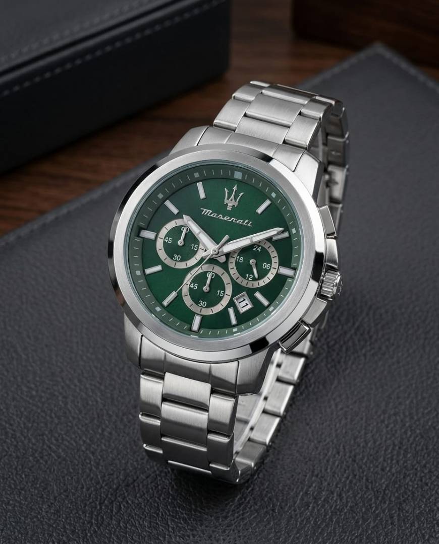Maserati Potenza Silver-Green Watch – A Edition