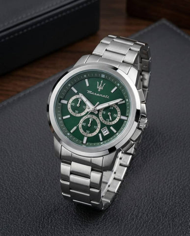 Maserati Potenza Silver-Green Watch – A Edition