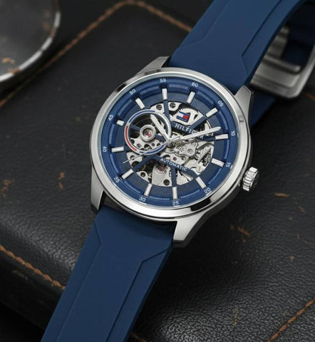 Tommy Hilfiger Automatic Silicon Blue-Silver Watch – A Edition