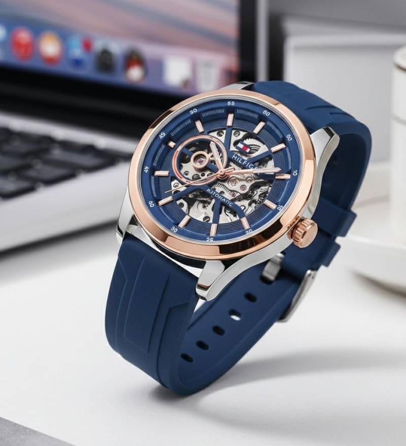 Tommy Hilfiger Automatic Silicon Blue-Silver Watch – A Edition