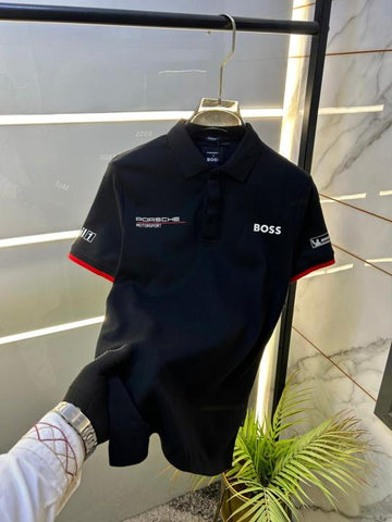 Boss x Porsche Edition Black Collar Neck Premium Polo T-Shirt F3430-B2 – A Edition