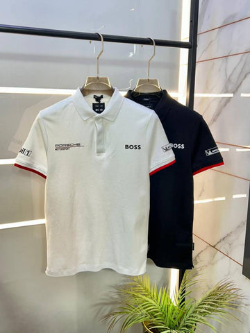 Boss x Porsche Edition Black Collar Neck Premium Polo T-Shirt F3430-B2 – A Edition