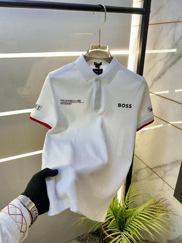 Boss x Porsche Edition White Collar Neck Premium Polo T-Shirt F3430-W2 – A Edition