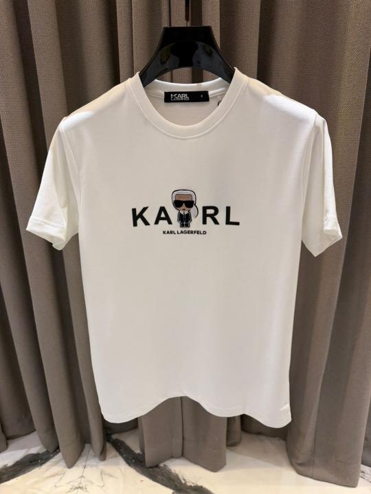 Karl Lagerfeld Middle Brand Print White Round Neck T-Shirt – A Edition