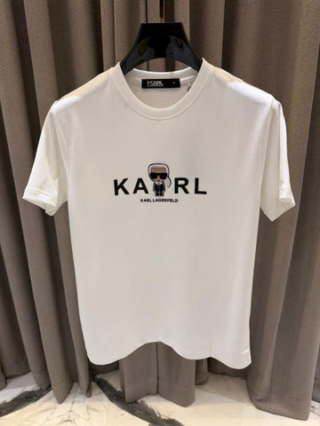 Karl Lagerfeld Middle Brand Print White Round Neck T-Shirt – A Edition