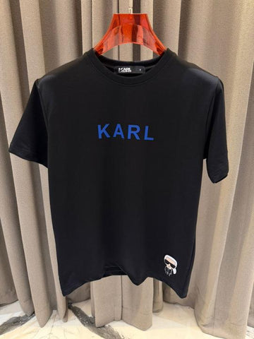 Karl Lagerfeld Middle Brand Print Black Round Neck T-Shirt – A Edition