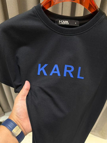 Karl Lagerfeld Middle Brand Print Black Round Neck T-Shirt – A Edition