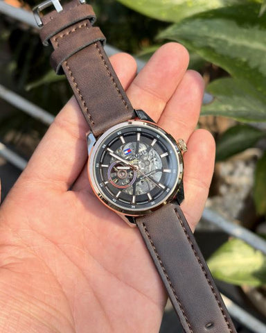 Tommy Hilfiger Automatic Leather Light Brown Copper White Edition