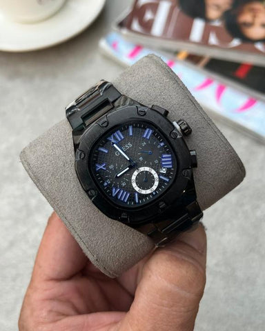 Guess Square Chronograph Black Blue Edition F