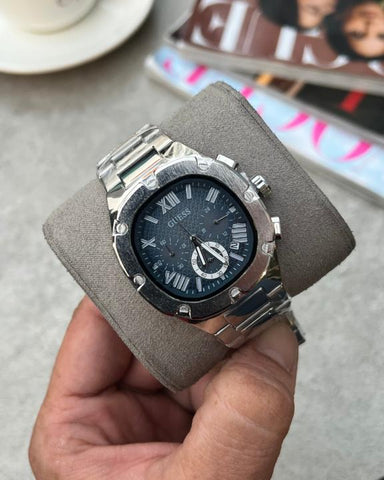 Guess Square Chronograph Silver Blue Edition D