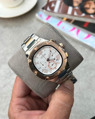 Guess Square Chronograph 2Tone Copper White Edition B