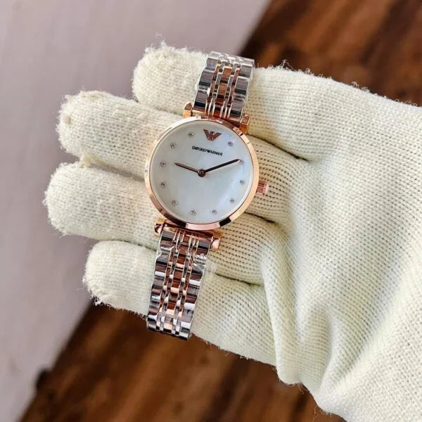 Armani Diamond Dualtone White Dial Ladies Watch – A Edition