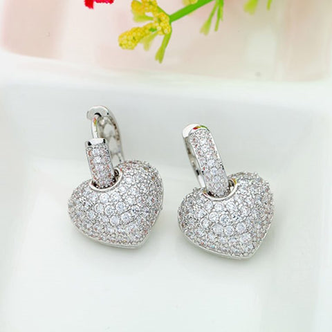 AMARA – Rhodium Polished Oxidised Silver Heart Earrings