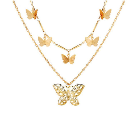 EDITH – Gold Polished Butterfly Layered Necklace