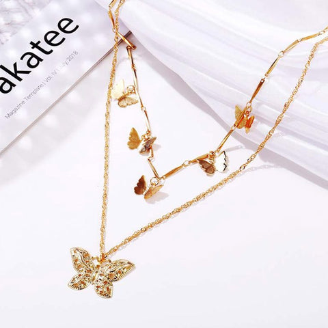 EDITH – Gold Polished Butterfly Layered Necklace