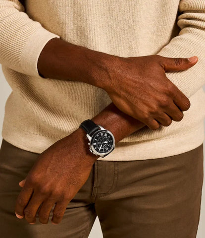 Fossil Grant Black Leather – Copper Dial Watch (Premium Copy)