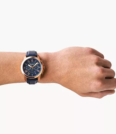 Fossil Grant Black Leather – Copper Dial Watch (Premium Copy)