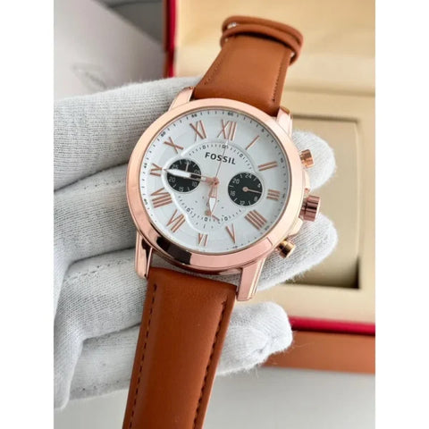 Fossil Grant Black Leather – Copper Dial Watch (Premium Copy)