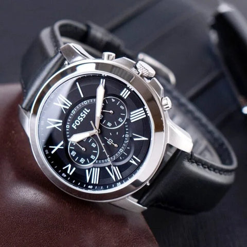 Fossil Grant Black Leather – Copper Dial Watch (Premium Copy)