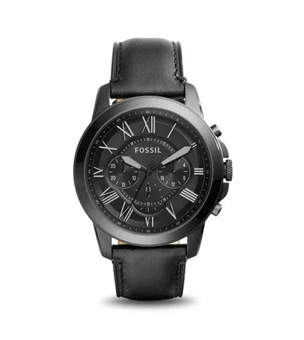 Fossil Grant Black Leather – Copper Dial Watch (Premium Copy)