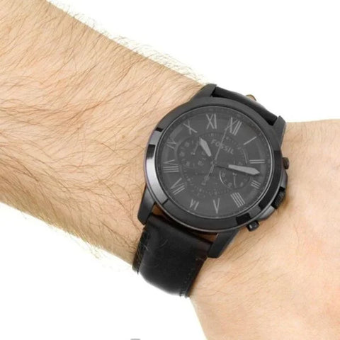 Fossil Grant Black Leather – Copper Dial Watch (Premium Copy)