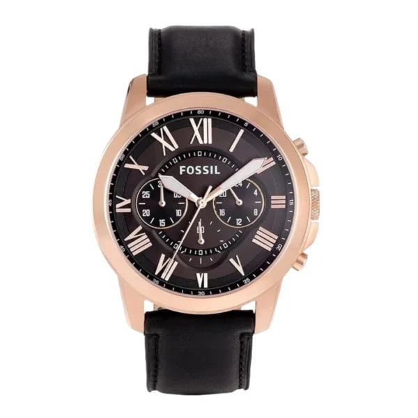 Fossil Grant Black Leather – Copper Dial Watch