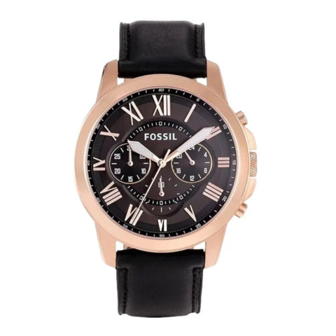 Fossil Grant Black Leather – Copper Dial Watch